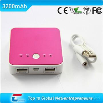 3200mah dual usb power bank with double USB chargers